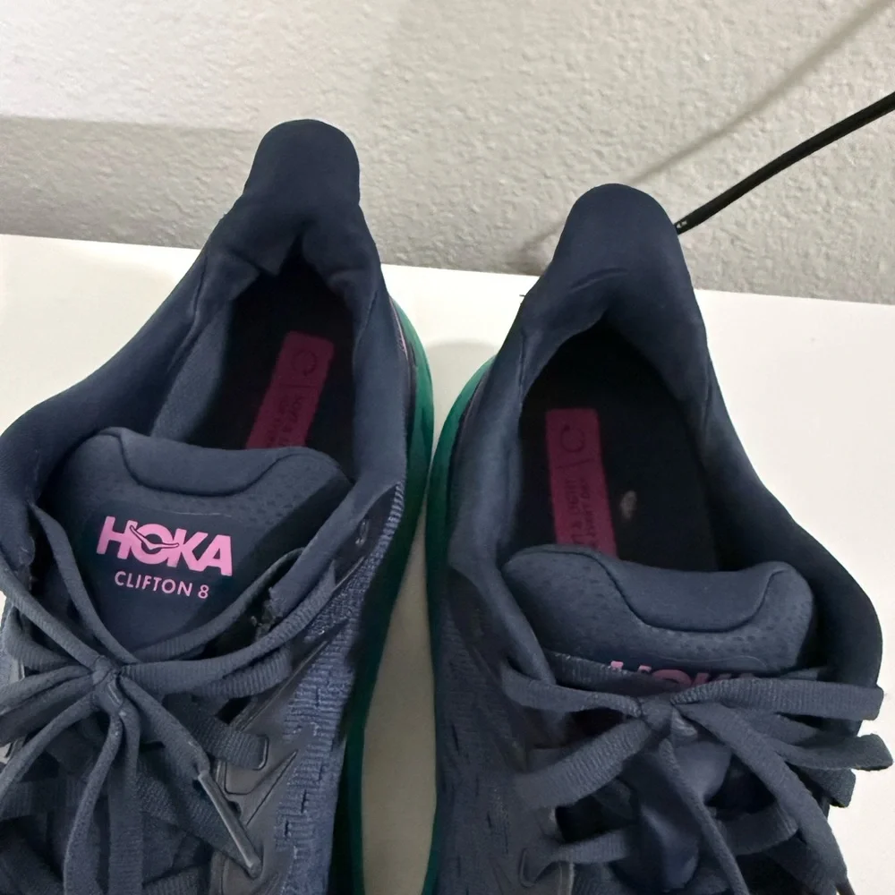 Hoka Dark Blue and Aqua Running Shoes - Picture 5 of 7